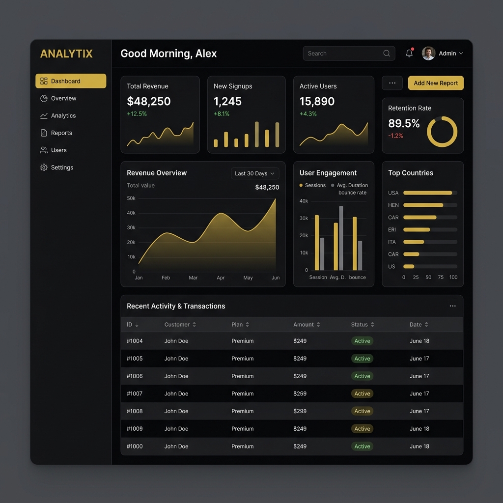 Dashboard & Panel Administracyjny