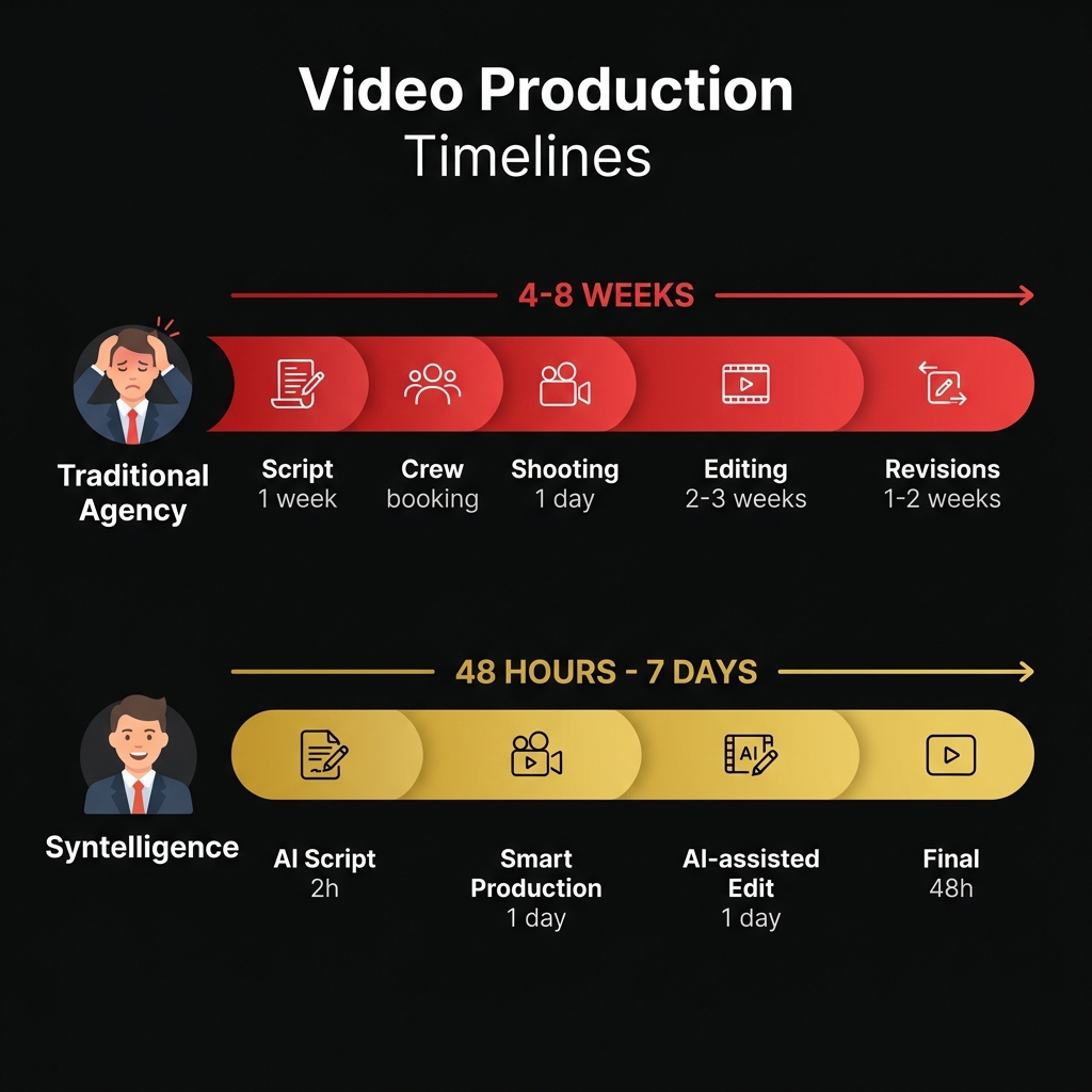 Porównanie czasu produkcji: Tradycyjna agencja vs Syntelligence