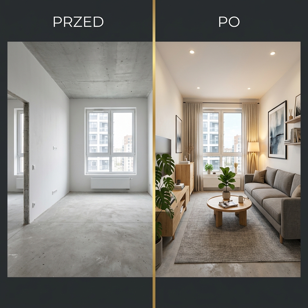 Umeblowanie mieszkań — przed i po