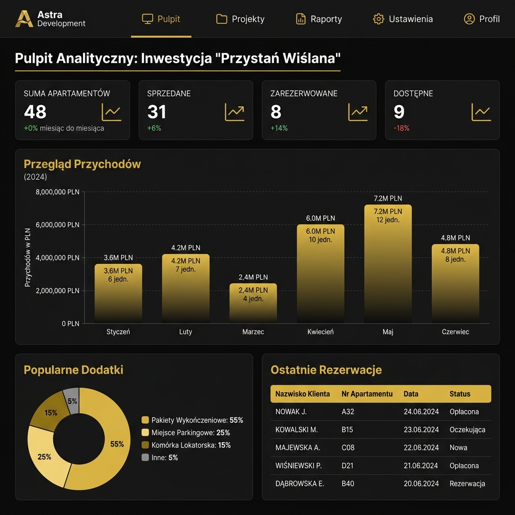 Panel zarządzania sprzedażą dla dewelopera