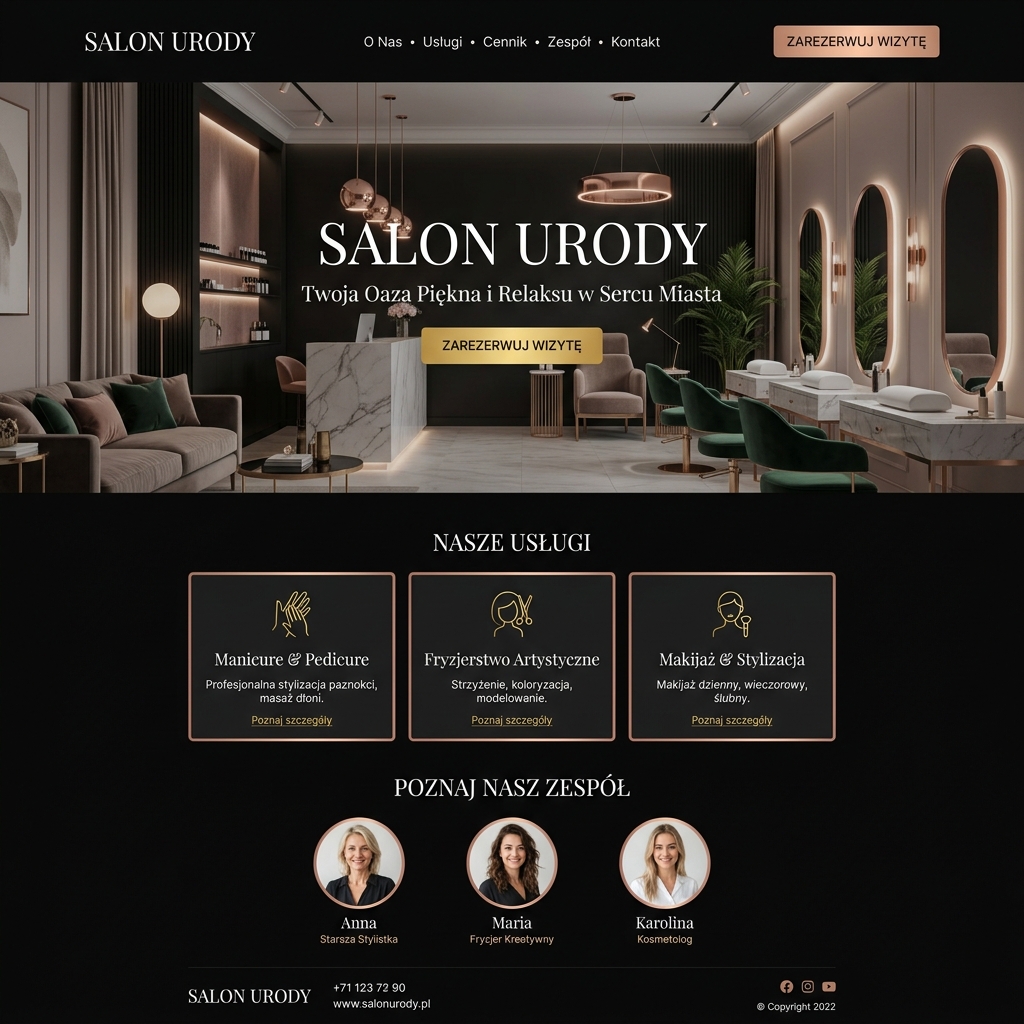 Przykład nowoczesnej strony salonu urody