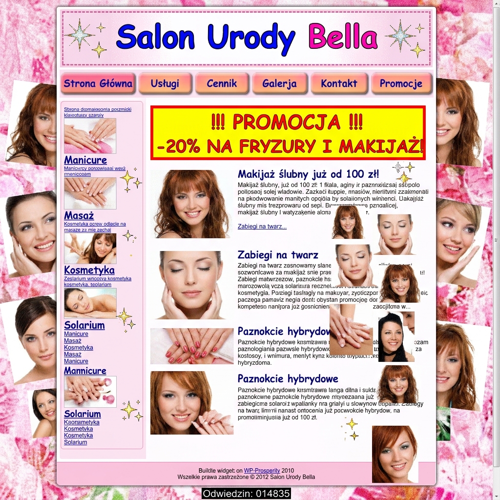 Przykład starej strony salonu urody